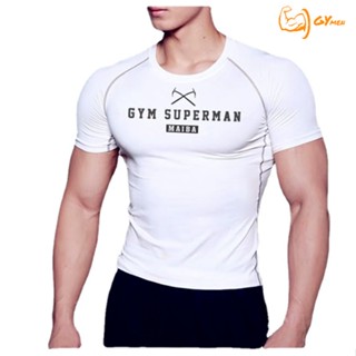 [GYMen] เสื้อยืดแขนสั้น พิมพ์ลายกัปตันรัดรูป เหมาะกับการวิ่ง เล่นกีฬาบาสเก็ตบอล แฟชั่นฤดูร้อน สําหรับผู้ชาย