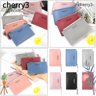 Cherry3 กระเป๋าสตางค์ หนัง PU ขนาดเล็ก ใส่นามบัตรได้ สไตล์นักธุรกิจ สําหรับผู้หญิง