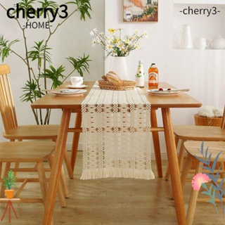 Cherry3 ผ้าปูโต๊ะ ผ้าฝ้าย ผ้าลินิน สีเบจ เรียบง่าย ขนาด 12*72 นิ้ว สําหรับห้องครัว