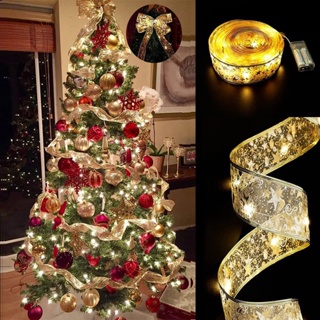 Christmas_ ริบบิ้นไฟ LED สองด้าน 1 เมตร 2 เมตร อบอุ่น หลากสี สําหรับตกแต่งคริสต์มาส ในร่ม กลางแจ้ง