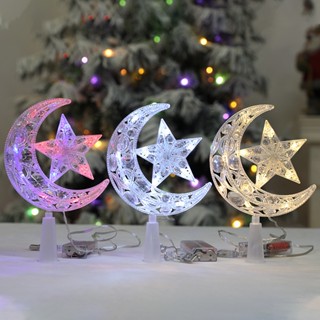 Christmas_ ดาวห้าแฉก 3D LED เรืองแสง สร้างสรรค์ สําหรับตกแต่งต้นคริสต์มาส