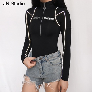 JN Studio เสื้อครอป เสื้อแฟชั่นผู้หญิง สีพื้น สําหรับผู้หญิง ใส่ไปคลับ ปาร์ตี้ 2023 NEW WTX2390AME 37Z230911