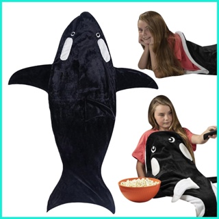 ถุงนอนผ้าห่ม ผ้ากํามะหยี่ขนนิ่ม ลายการ์ตูนปลาวาฬ สวมใส่สบาย สําหรับเตียงนอน