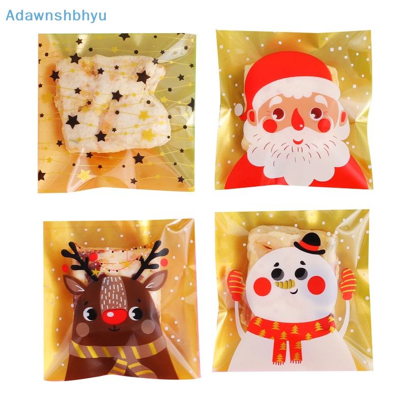 adhyu-ถุงใส่ขนมคุกกี้-มีกาวในตัว-ลายคริสต์มาส-2023-สําหรับตกแต่งบ้าน-เทศกาลคริสต์มาส-ปีใหม่-2024-th-100-ชิ้น