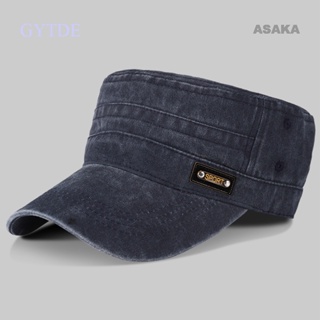 Asaka หมวกเบสบอล ผ้าฝ้าย ล้างทําความสะอาดได้ กลางแจ้ง ม่านบังแดด แบน หมวกแก๊ป สําหรับผู้ชายและผู้หญิง