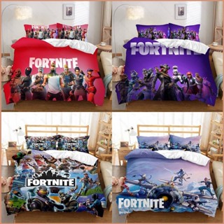 23 FORTNITE 3in1 ชุดเครื่องนอน ผ้าปูที่นอน ผ้าห่ม ปลอกหมอน ห้องนอน หอพัก ซักทําความสะอาดได้