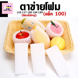 ตาข่ายโฟมห่อผลไม้ L สีขาว (แพ็ค 100)