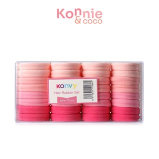 Konvy Rubber Set #Pink เซทยางรัดผม สีชมพู 32ชิ้น.