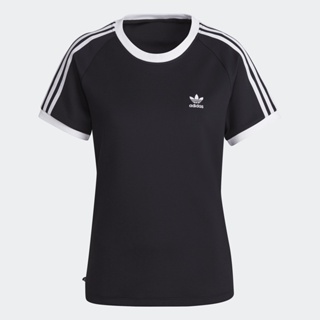 adidas ไลฟ์สไตล์ เสื้อยืด Adicolor Classics Slim 3-Stripes ผู้หญิง สีดำ HM6411