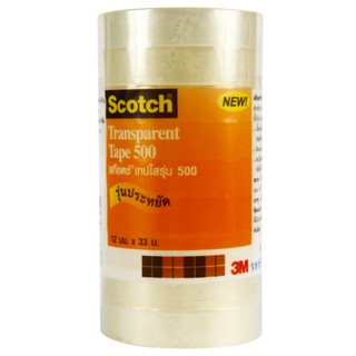 Scotch เทปใส แกน 1 นิ้ว 1/2นิ้วx36หลา (แพ็ค9ม้วน)