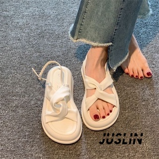 JUSLIN   รองเท้าแตะผู้หญิง ส้นแบน ใส่สบาย สไตล์เกาหลี รองเท้าแฟชั่น 2023 ใหม่  Unique ins Korean Style คุณภาพสูง B28G12H 37Z230910