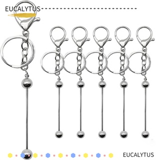 Eutus พวงกุญแจลูกปัดโลหะเปล่า 14.8 ซม. สีเงิน สําหรับทําเครื่องประดับ DIY 5 ชิ้น