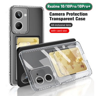 for realme 9 Pro Pro+ 5G SE Speed 8i 9i 4G Real me 9Pro Plus 9Pro+ Clear Silicone Card Slot Holder Case Soft TPU Wallet Back Cover Shockproof Transparent Casing Airbag Phone Shell Camera Protection