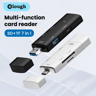 Elough 7 In 1 อะแดปเตอร์การ์ดรีดเดอร์ SD TF Micro USB Type C ความเร็วสูง สําหรับ PC แล็ปท็อป