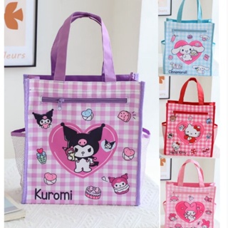 กระเป๋าถือ กระเป๋าช้อปปิ้ง ขนาดใหญ่ จุของได้เยอะ ลายการ์ตูน Sanrio Cinnamoroll Kuromi Hellokitty เหมาะกับของขวัญ สําหรับนักเรียน