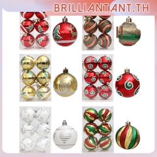 6 ชิ้น 6 เซนติเมตรทาสีลูกบอลคริสต์มาส Xmas Tree เครื่องประดับแขวนจี้คริสต์มาสตกแต่งบ้านปีใหม่ของขวัญตกแต่ง bri