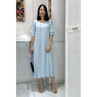 2MUAY PLEAT DRESS เดรสผู้หญิง เดรสพลีทคุณภาพ รุ่น GJO2119 6สี FREE SIZE SHORT SLEEVE SQUARE NECK PLEAT DRESS