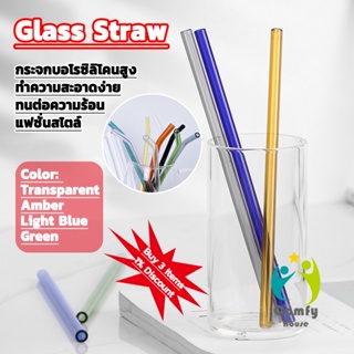 Comfy หลอดแก้วสําหรับใส่กาแฟ เครื่องดื่ม ทนต่ออุณหภูมิสูง หลอดแก้วใส Straw