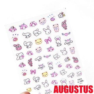 Augustus สติกเกอร์ติดเล็บ ลายการ์ตูนสุนัขชินนาม่อนโรล มีกาวในตัว สไตล์ญี่ปุ่น สําหรับตกแต่งเล็บ DIY