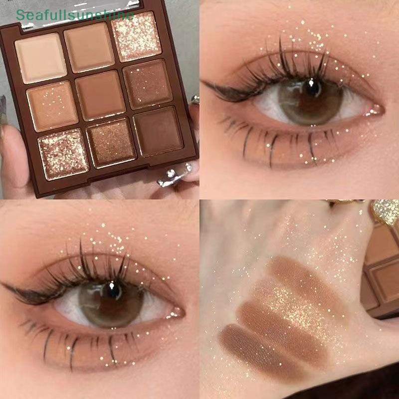 Seaf> ถาดอายแชโดว์ช็อคโกแลตเก้าสี Color Matte Glitter อายแชโดว์ที่ ...