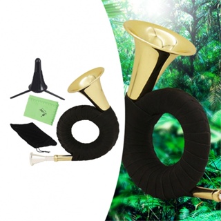 New Arrival~Brass Hunting Horn Outdoor Professional Stand W/Cleaning Cloth Bb B Down