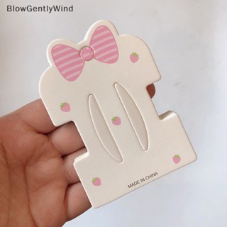 Blowgentlywind ป้ายแท็กกระดาษ รูปโบว์ สตรอเบอร์รี่ น่ารัก DIY อุปกรณ์เสริม สําหรับตกแต่งผม 50 ชิ้น