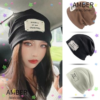 Amber หมวกบีนนี่ ผ้าถัก กันลม ให้ความอบอุ่น เหมาะกับฤดูใบไม้ร่วง สําหรับผู้หญิง