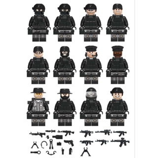 ฟิกเกอร์ตัวต่อเลโก้ SWAT Team Military ขนาดเล็ก 1NXC 12 ชิ้น