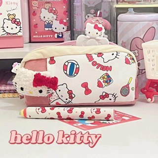 SANRIO กระเป๋าดินสอ ผ้าลูกฟูก ลายการ์ตูน Hello Kitty น่ารัก เหมาะกับของขวัญวันเกิด สําหรับนักเรียนเด็ก