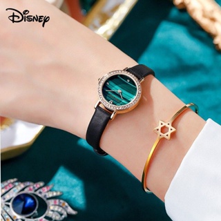Disney นาฬิกาข้อมือ กันน้ํา ลายนกยูง สีเขียว สไตล์คลาสสิก สําหรับผู้หญิง