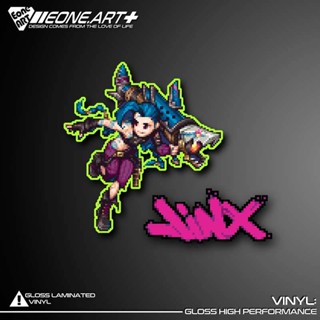 สติกเกอร์สะท้อนแสง ลายโลโก้ League of Legends jinx jinx Pixel กันน้ํา สไตล์ญี่ปุ่น สําหรับติดตกแต่งรถยนต์