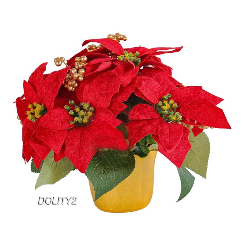 dolity2-กระถางต้นไม้ประดิษฐ์-poinsettia-สีแดง-สําหรับตั้งโต๊ะ