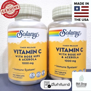 วิตามินซี Solaray, Timed Release Vitamin C, 1,000 mg, 100 VegCaps/Tablats
