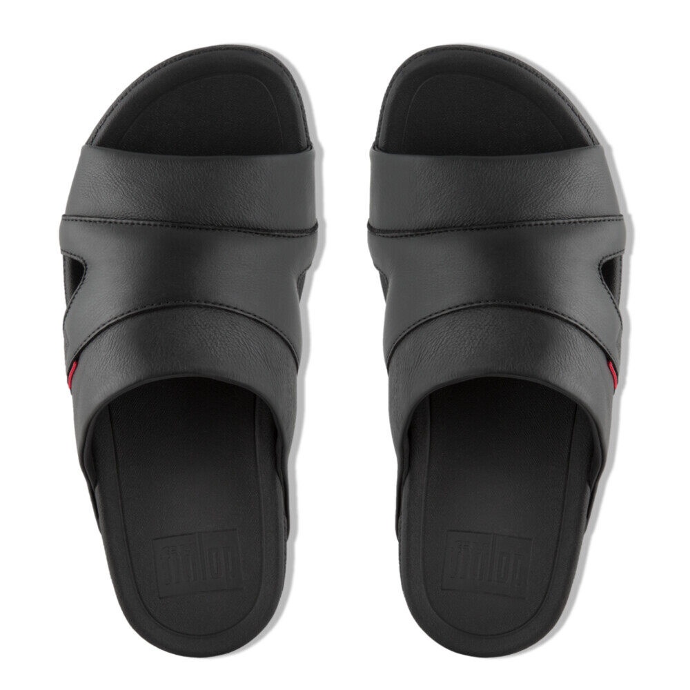 fitflop-freeway-pool-slide-in-leather-รองเท้าแตะแบบสวมผู้ชาย-รุ่น-l66-001-สี-black