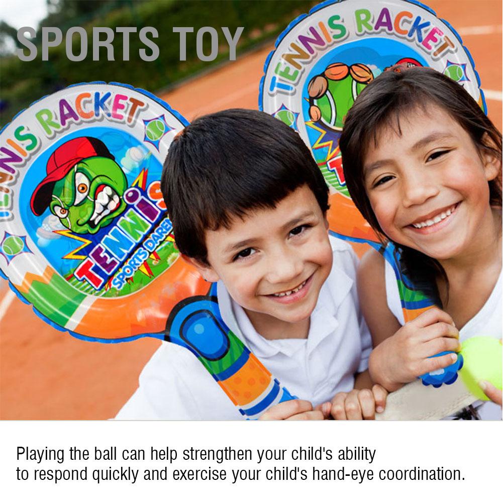 Sports Toy 2ชิ้นน้ำหนักเบาพองเด็กไม้แบดมินตันกีฬาของเล่น 1ชิ้นลูกพอง