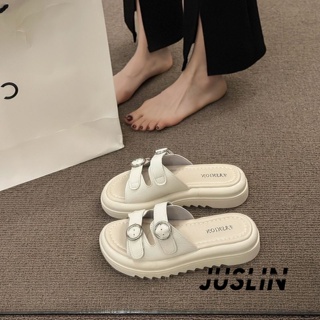 JUSLIN   รองเท้าแตะผู้หญิง ส้นแบน ใส่สบาย สไตล์เกาหลี รองเท้าแฟชั่น 2023 ใหม่  ทันสมัย Stylish Korean Style รุ่นใหม่ B28G15T 37Z230910