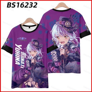 Fash BanG Dream Roselia เสื้อยืดแขนสั้น กางเกงขาสั้น คอสเพลย์ ลายการ์ตูนอนิเมะ Haori Kimon 3D แฟชั่นสําหรับผู้หญิง