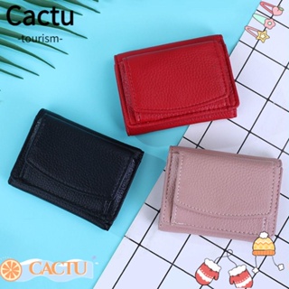 Cactu กระเป๋าสตางค์ ใบสั้น หนัง PU ขนาดเล็ก 8 สี เรียบง่าย ใส่บัตรได้ สําหรับผู้หญิง 2023