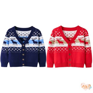 เสื้อกันหนาว ผ้าถัก ลายกวางน้อย สําหรับเด็กผู้ชาย และเด็กผู้หญิง