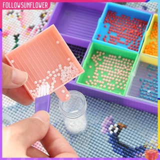 ♧ติดตามดอกทานตะวัน♫  Au- ถาดปักครอสสติตช์ พลอยเทียม ทรงกลม ทรงสี่เหลี่ยม DIY