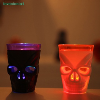 【loveoionia1】แก้วไวน์เรืองแสง Led รูปหัวกะโหลก อุปกรณ์ประกอบฉากสยองขวัญ สําหรับตกแต่งปาร์ตี้ฮาโลวีน【IA】