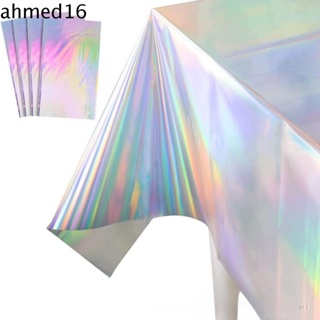 Ahmed ผ้าปูโต๊ะเลเซอร์ พลาสติก ทรงสี่เหลี่ยมผืนผ้า กันน้ํามัน แวววาว สีสันสดใส ใช้แล้วทิ้ง สําหรับปิกนิก