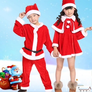 เด็กชุดคริสต์มาส คริสต์มาสชุดเดรสแขนยาว สำหรับเด็กผู้ชาย เด็กผู้หญิง