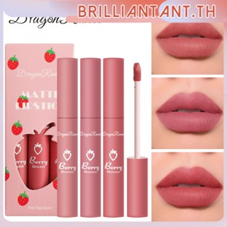 3 ชิ้น Velvet Matte Lip Glaze Matte กันน้ำ Non-marking ลิปสติก Long Lasting Lip Glaze bri