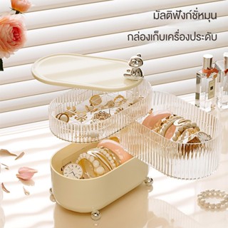 MAMA กล่องพลาสติกใส ป้องกันฝุ่น หรูหรา หมุนได้ สําหรับเก็บเครื่องสําอาง เครื่องประดับ ลิปสติก