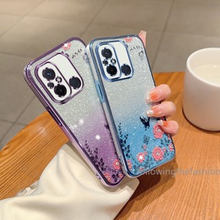 เคสโทรศัพท์มือถือแบบนิ่ม TPU ใส กันกระแทก กันรอยเลนส์กล้อง แต่งกลิตเตอร์ ฟอยล์สีเงิน ระยิบระยับ แฟชั่น สําหรับ Redmi 12C 4G 11A