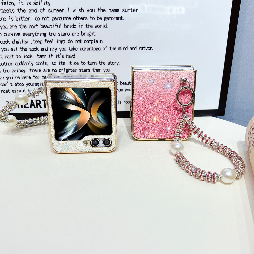 เคสโทรศัพท์-กันกระแทก-แบบฝาพับ-พร้อมสายโซ่คล้อง-สําหรับ-samsung-galaxy-z-flip-5-bling-pc-samsung-z-flip5-flip-z-5