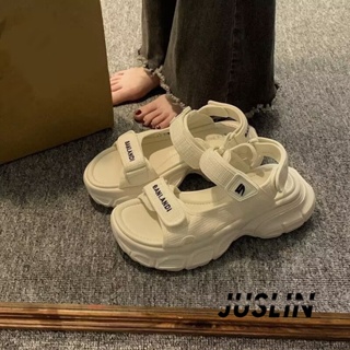 JUSLIN   รองเท้าแตะผู้หญิง ส้นแบน ใส่สบาย สไตล์เกาหลี รองเท้าแฟชั่น 2023 ใหม่  สวยงาม Korean Style รุ่นใหม่ Beautiful B98G0J2 37Z230910