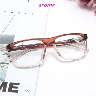 Aroma แว่นตาอ่านหนังสือแฟชั่น แบบพกพา กรอบสีดํา เรซิน ออปติคอล สี่เหลี่ยม แว่นสายตายาว