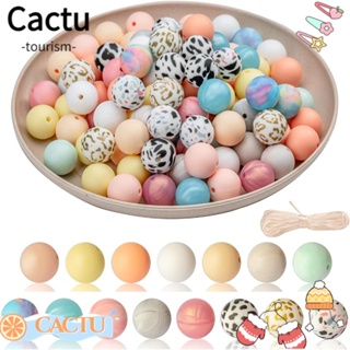 Cactu ลูกปัดซิลิโคน ทรงกลม 15 มม. 15 สี สําหรับทําเครื่องประดับ สร้อยข้อมือ DIY 100 ชิ้น